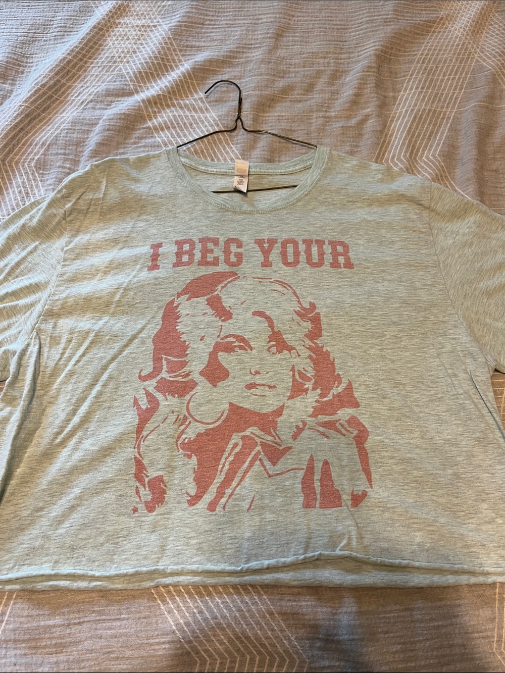 Fruit of the Loom Women's Short Sleeve Tee in Light Gray with Pink Graphic